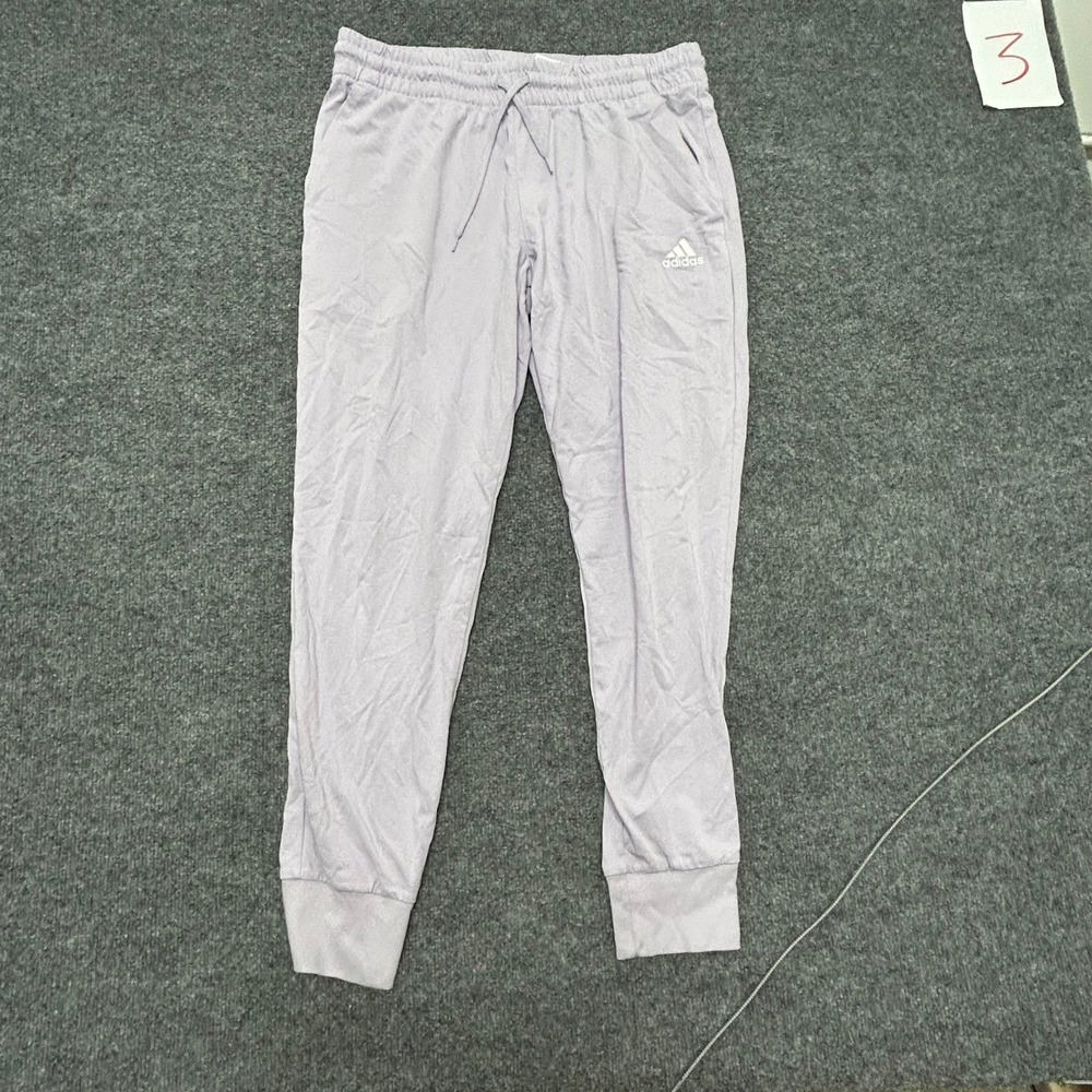 Adidas Joggers Womens Size L Purple Lavender Cuffed Athletic Sweatpants Lounge